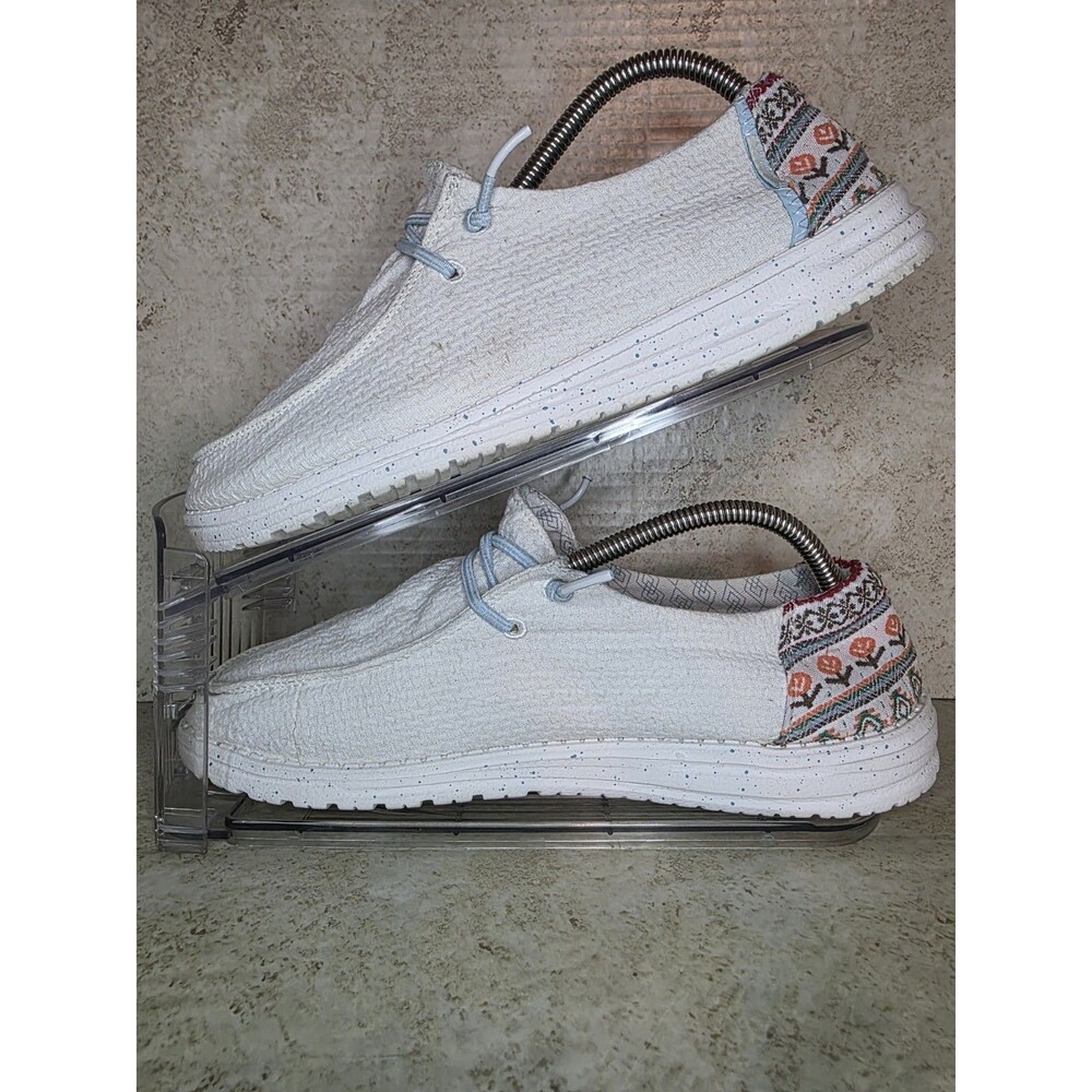 Hey Dude Wendy White Aztec Loafers Women Sz 10 Casual Comfort Active Boho Shoes - Picture 5 of 8